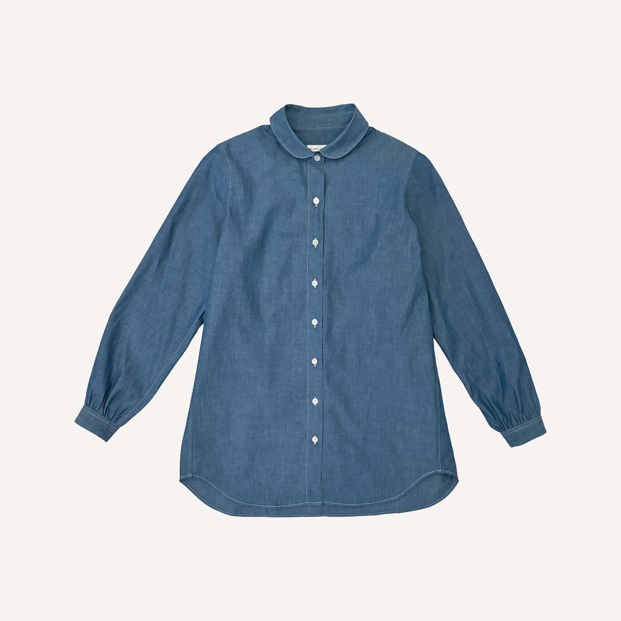 PLAIN GOODS CLUB COLLAR CHAMBRAY SHIRT