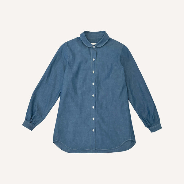 PLAIN GOODS CLUB COLLAR CHAMBRAY SHIRT