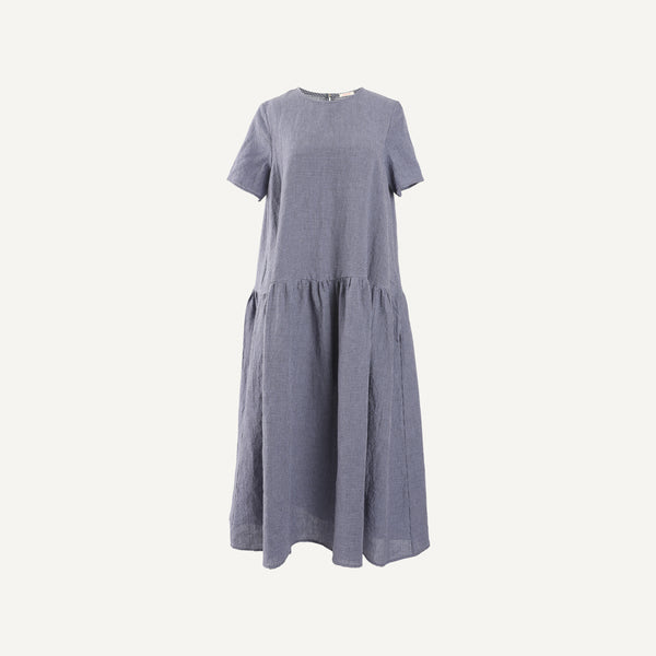 APUNTOB SHORT SLEEVE LINEN DRESS