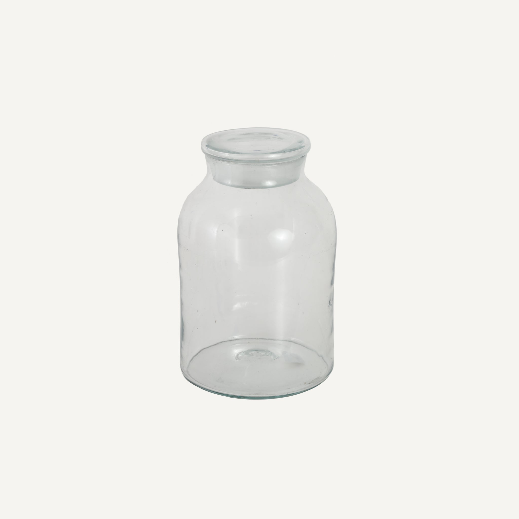 ANTIQUE GLASS JAR WITH GLASS LID