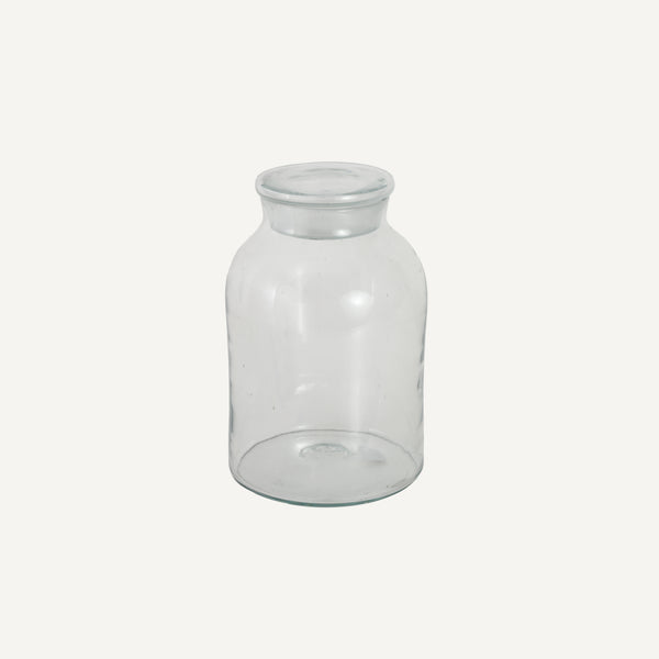 ANTIQUE GLASS JAR WITH GLASS LID