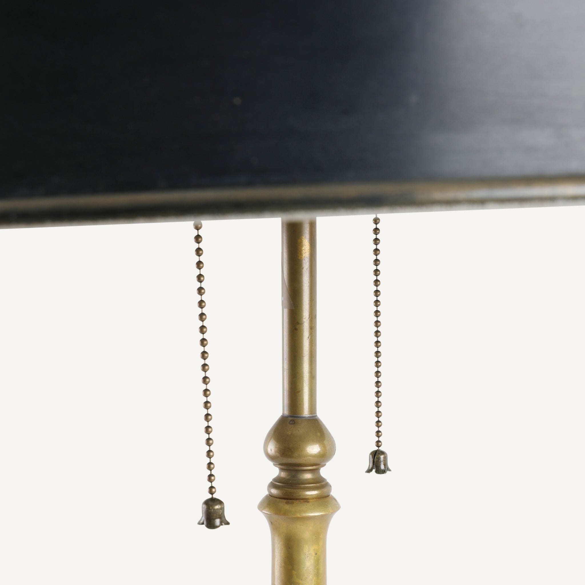 ANTIQUE BRASS LAMP WITH BLACK TOLE SHADE