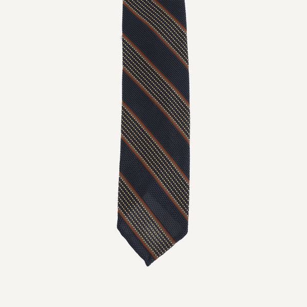 FINAMORE SILK KNIT STRIPED NECKTIE