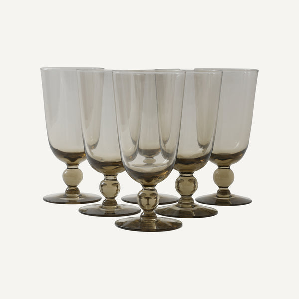 VINTAGE SMOKED GLASS GOBLETS
