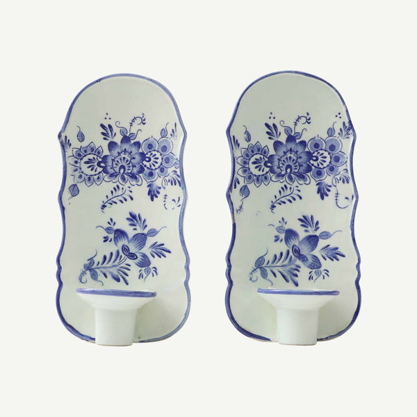 VINTAGE DELFT STYLE CANDLE SCONCES