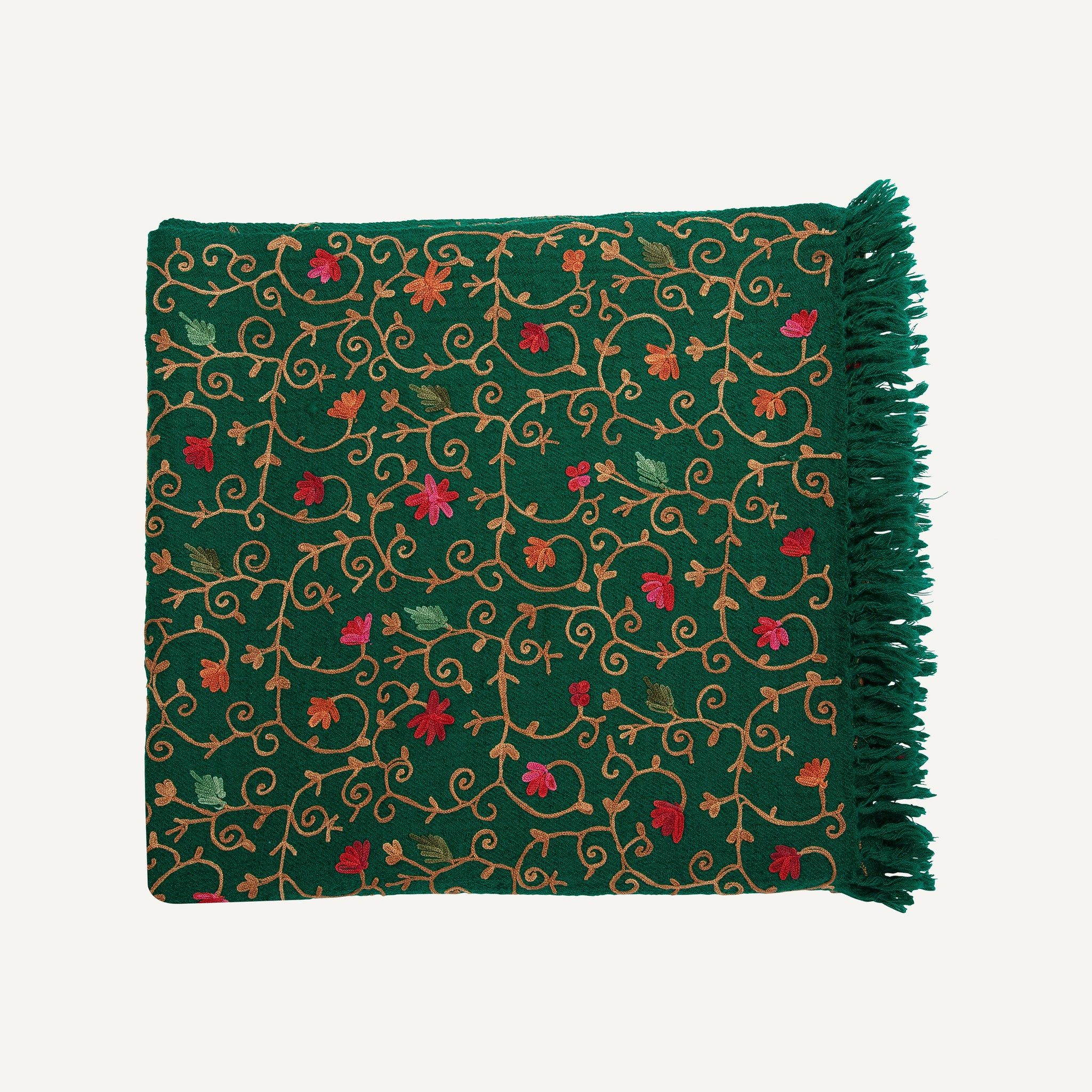 EMBROIDERED WOOL THROW