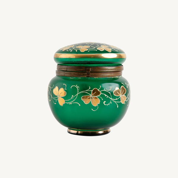 ANTIQUE 19th C. COVERED GLASS VANITY JAR