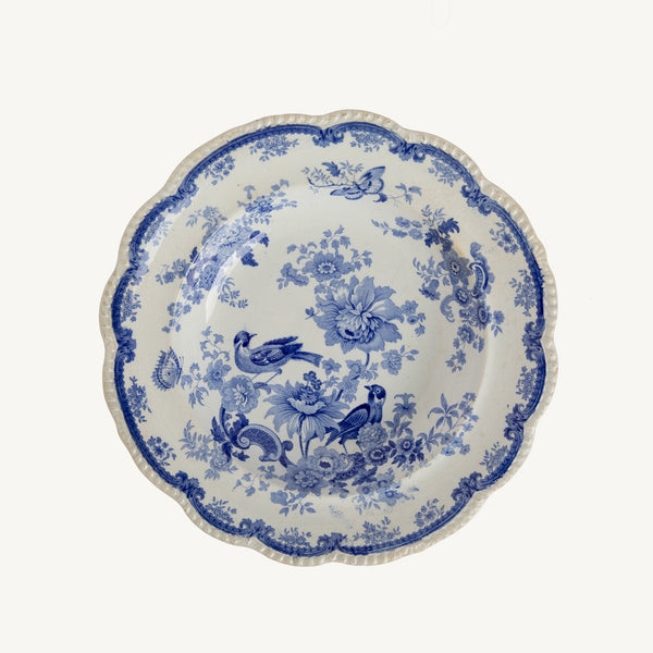ANTIQUE ORIENTAL BIRDS TRANSFERWARE SOUP BOWL