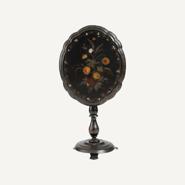 ANTIQUE PAPIER MACHE TILT-TOP TABLE