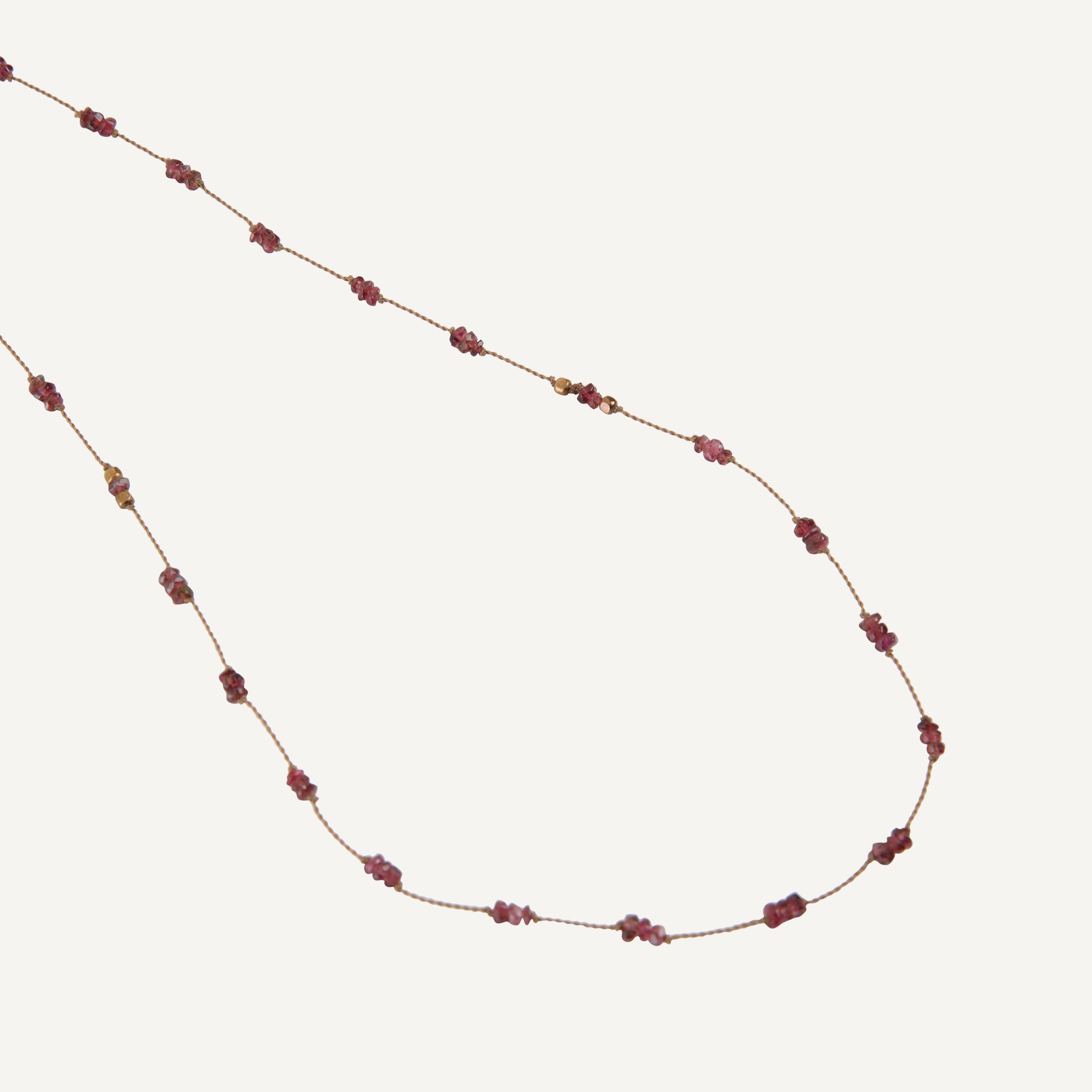 PINK TOURMALINE AND GOLD VERMEIL BEAD NECKLACE