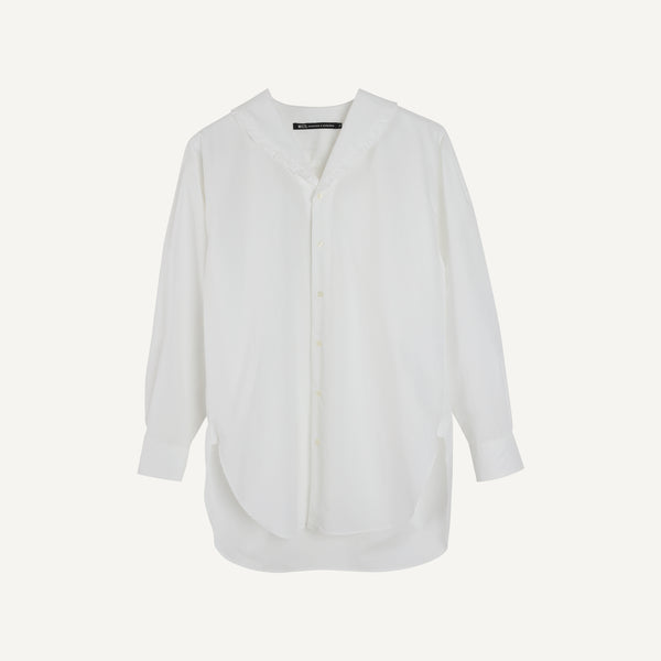 NICO RUFFLED SHAWL NECK SHIRT