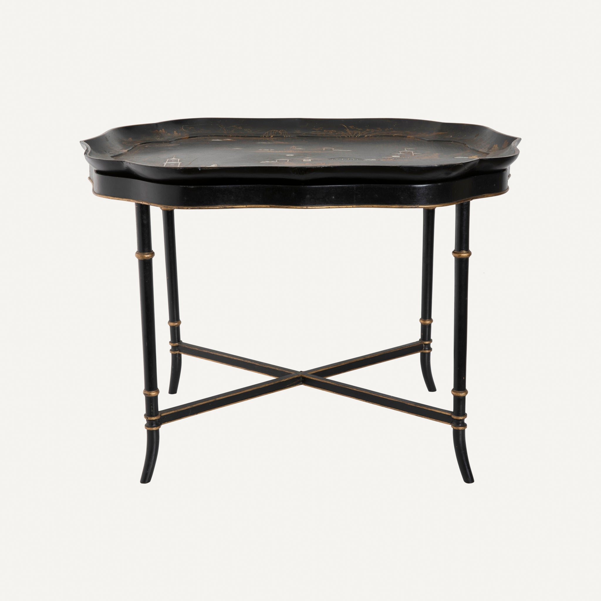 ANTIQUE LACQUERED TRAY TOP TABLE