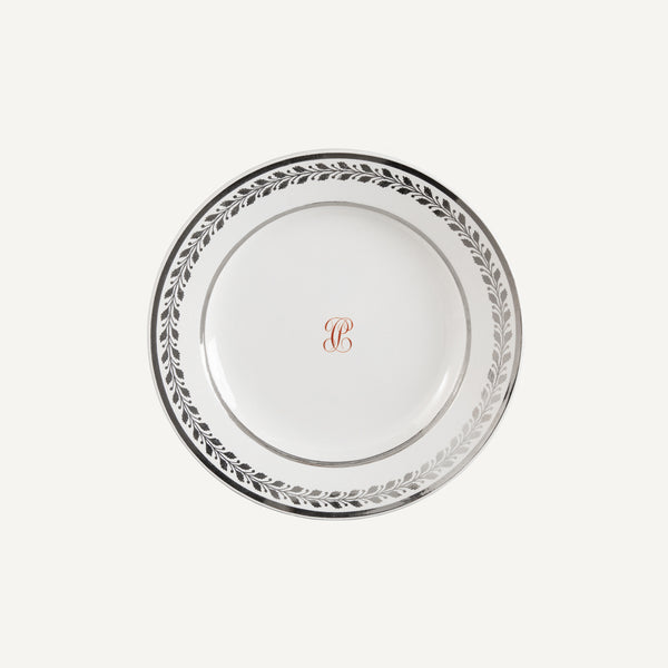 ANTIQUE CREAMWARE SILVER LUSTRE MONOGRAMMED BOWL