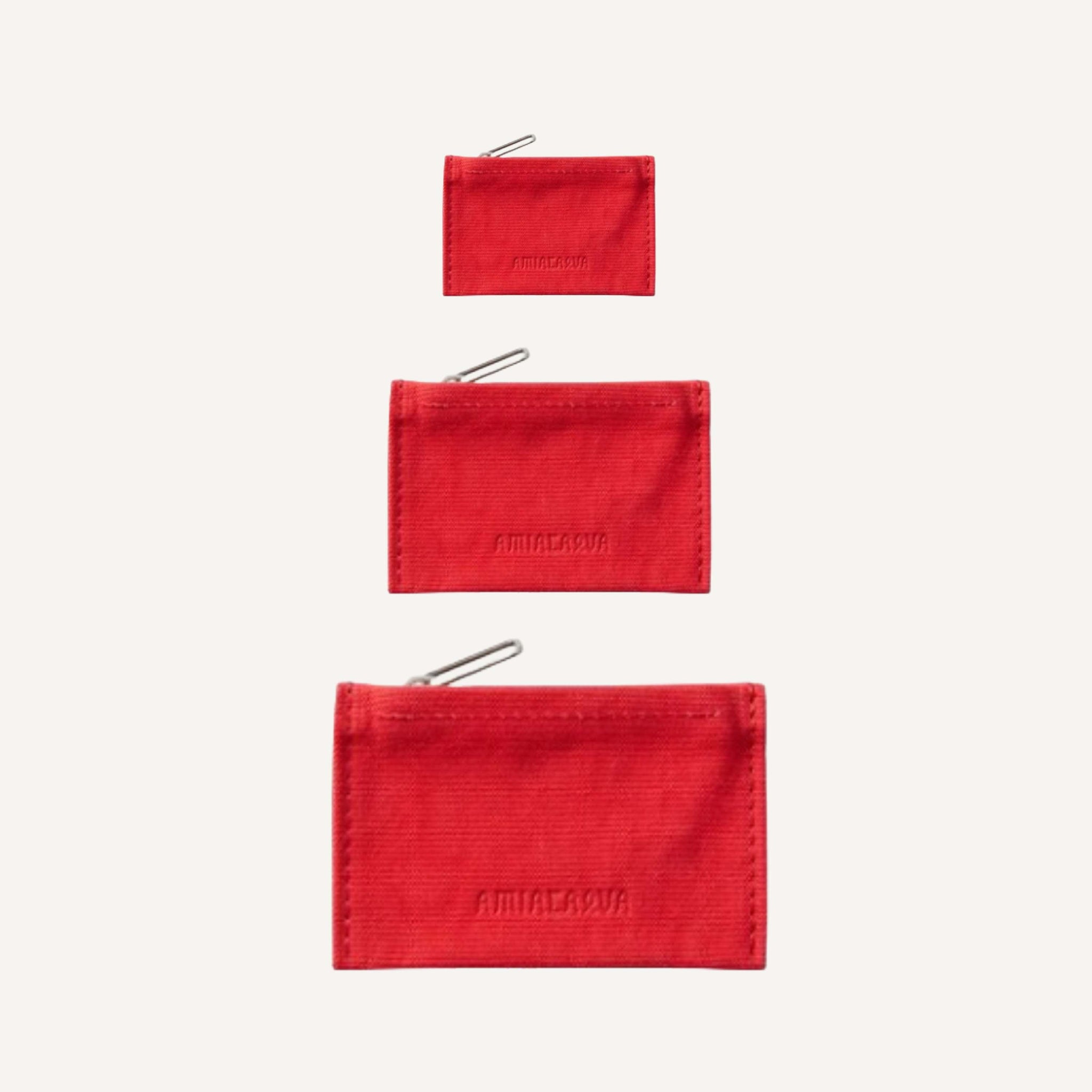 AMIACALVA RED WASHED CANVAS POUCHES