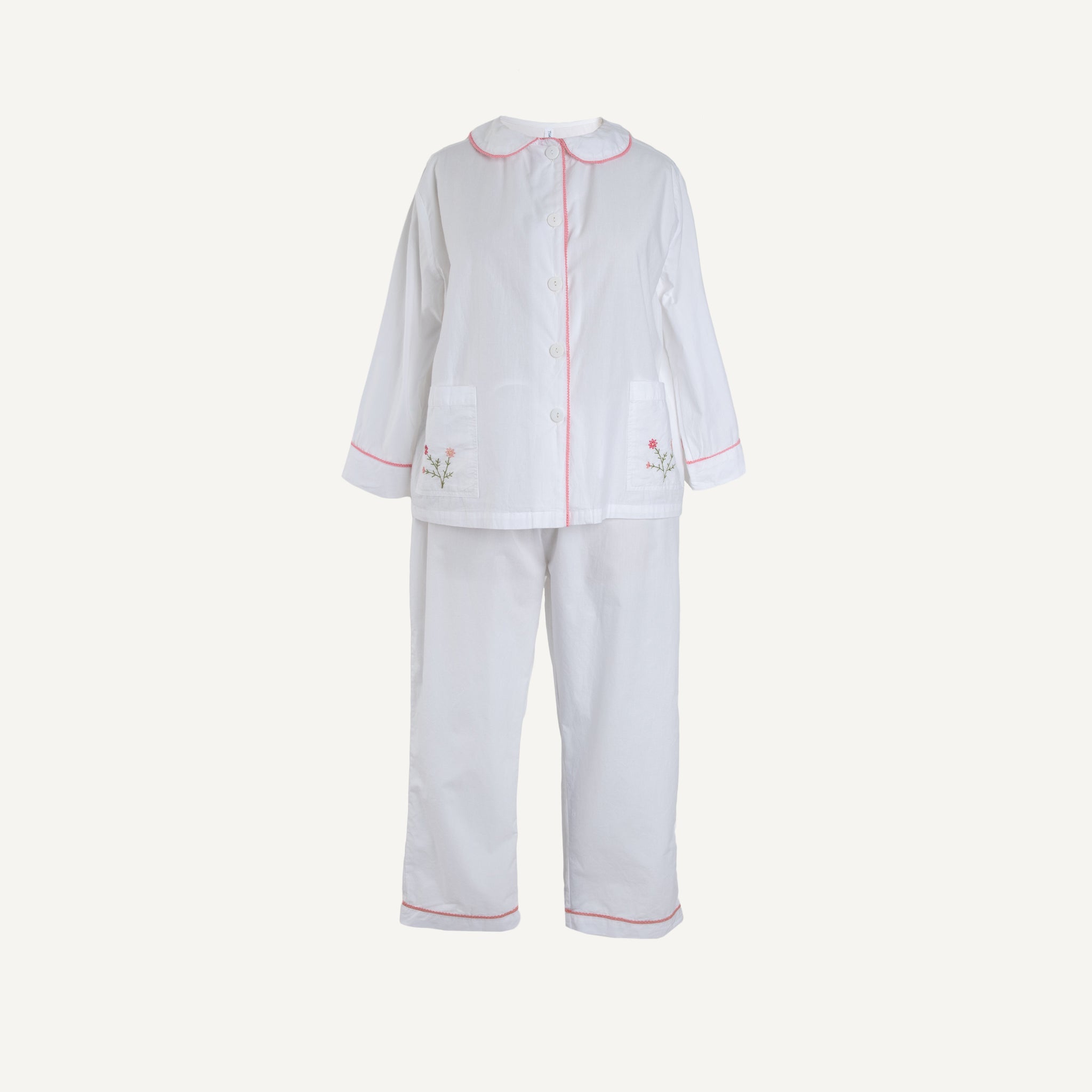 DOMI FLORAL EMBROIDERED CLASSIC PAJAMA SET