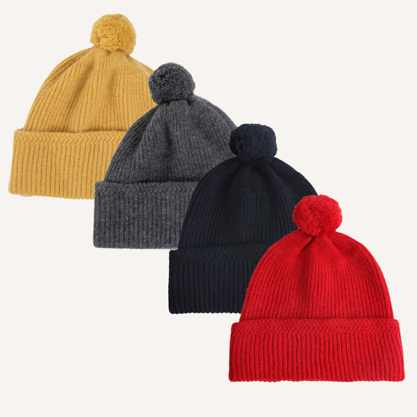 CABLEAMI BABY ALPACA CAP WITH POMPOM