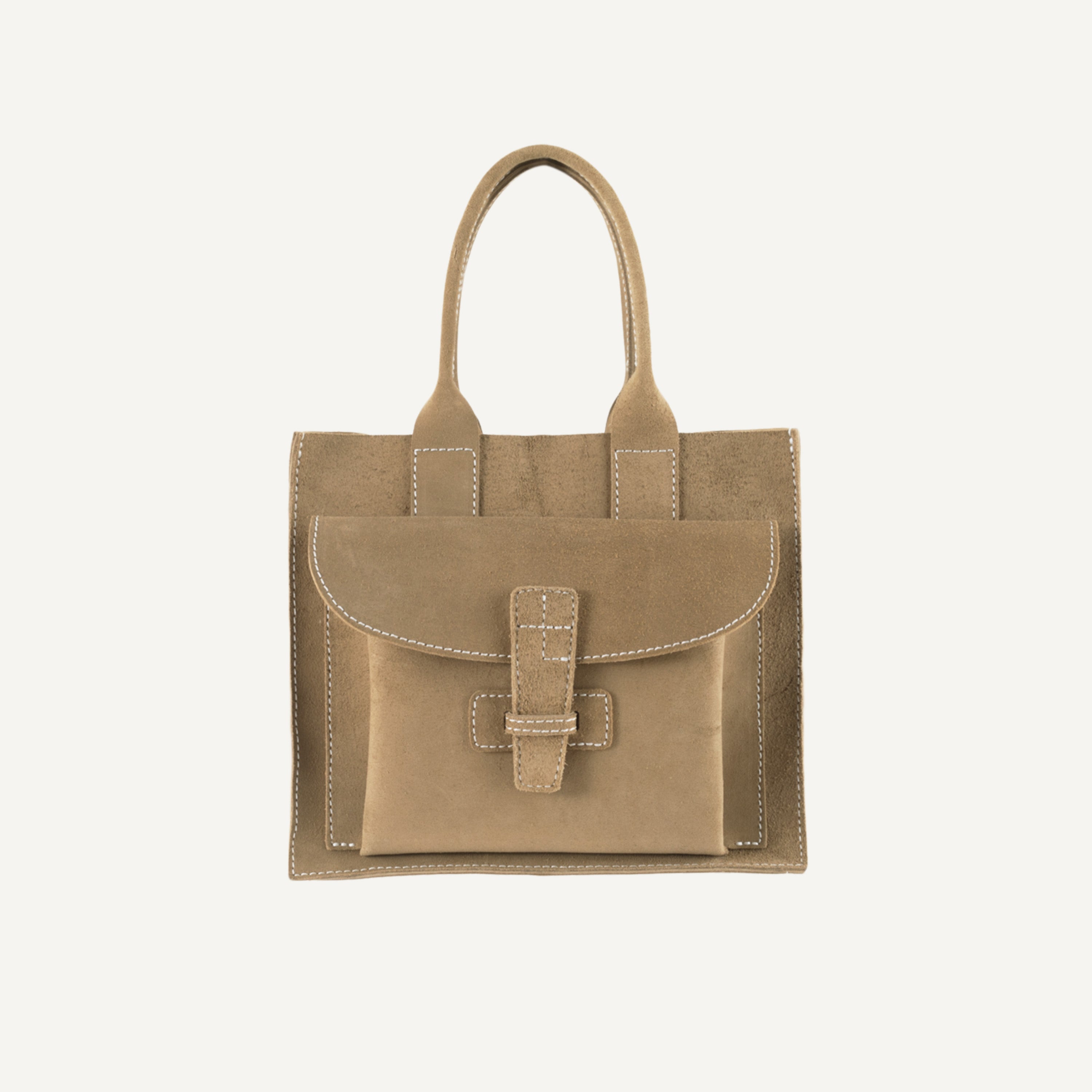 Agnes Suede Leather Tote Bag in Brown